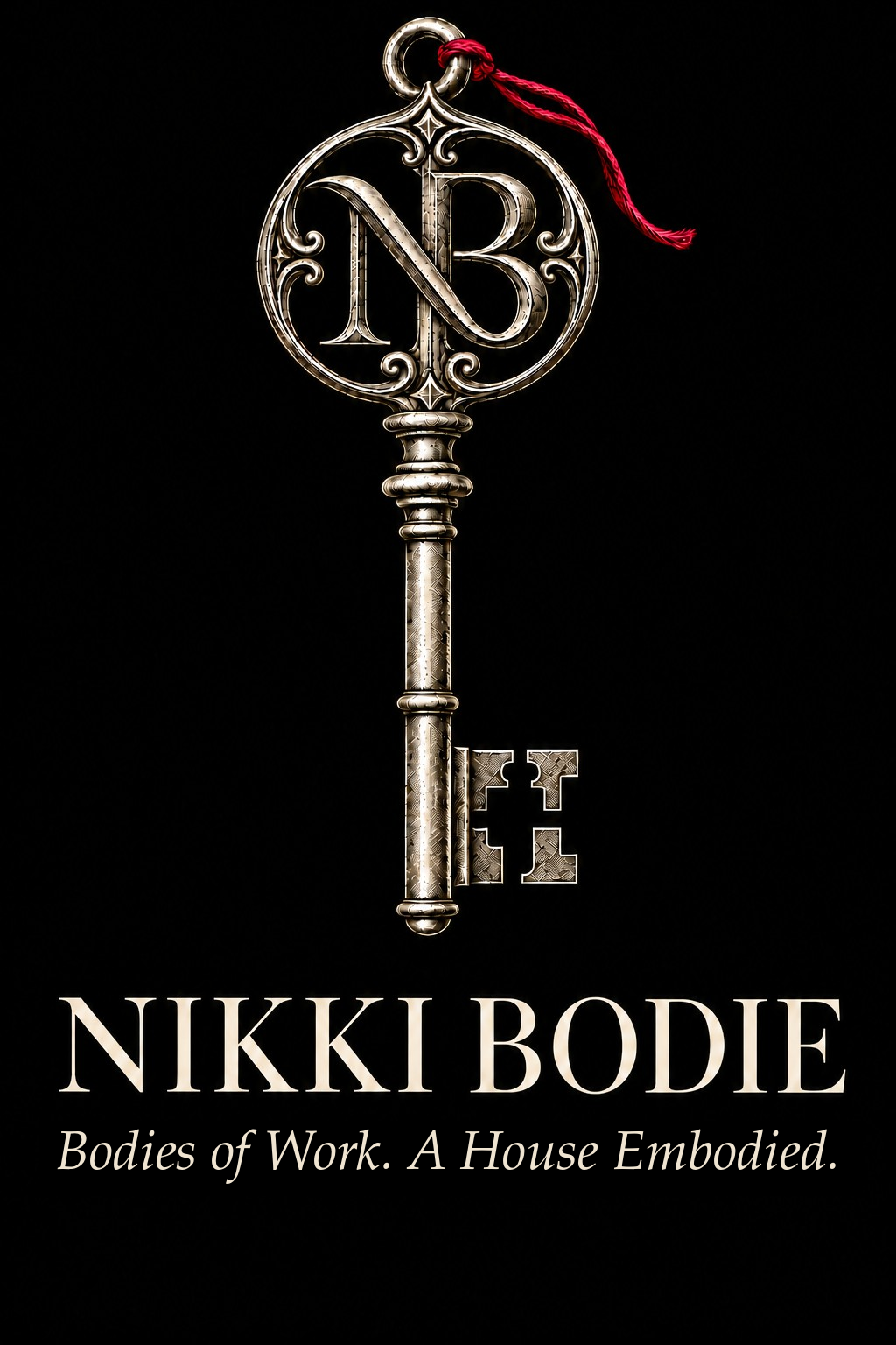 NB key logo — Nikki Bodie. Bodies of Work. A House Embodied.
