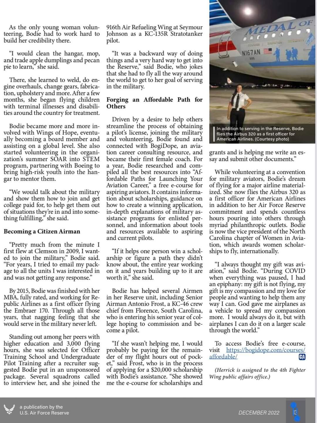 The second page of the Citizen Airman article about Nikki.